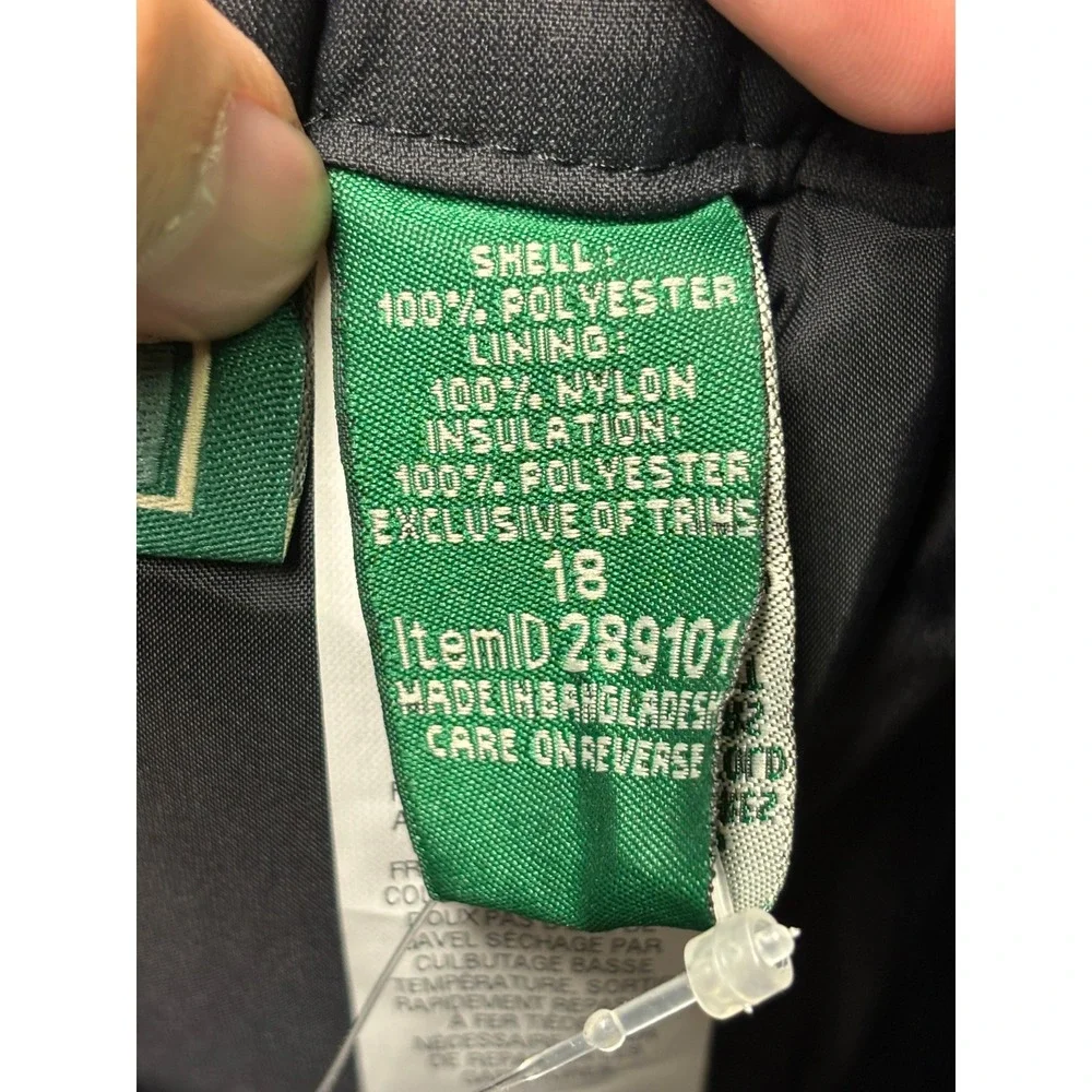 NWT LL Bean Cold Buster Snow Pants Youth 18 Black Insulated Adjustable Ski 30X32